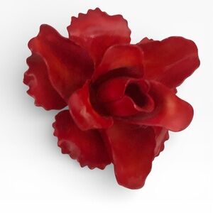 Original by Robert Bright Red Enamel Floral Brooch